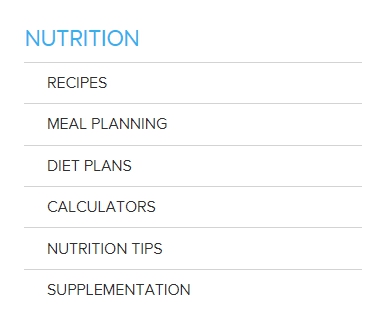 Nutrition subcategories 