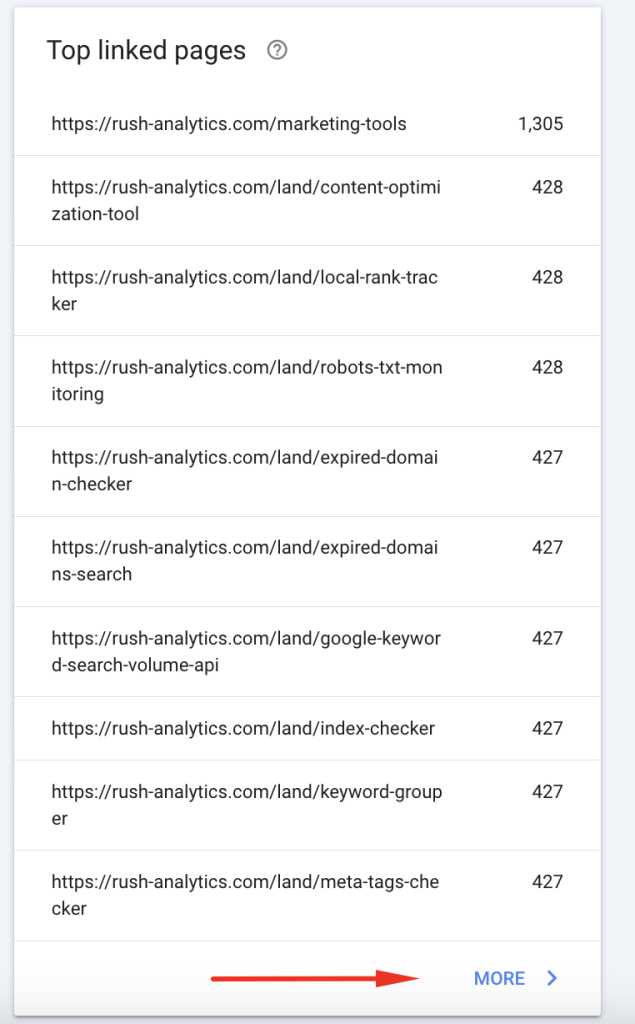 GSC linked pages